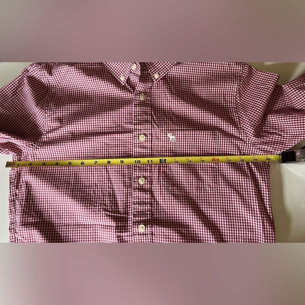 NWT Abercrombie & Fitch Red & White gingham check long sleeve button down Small - Picture 8 of 8